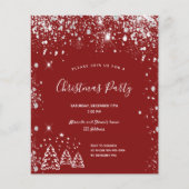 Budget kerstfeestfeest roodzilver uitnodiging (Voorkant)
