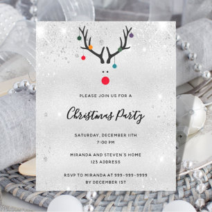 Budget kerstfeestpartij render Silver-uitnodiging