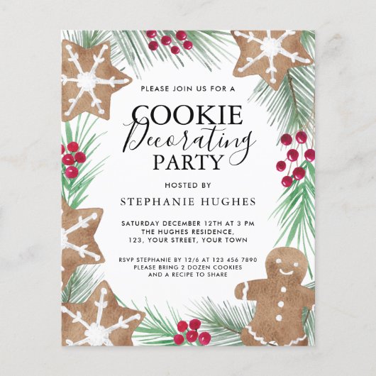 Budget Kerstkoekjes Decoratieve Partij Uitnodigen (Voorkant)