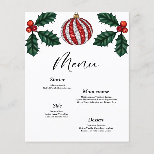 Budget kerstmenu-kaart (Voorkant)