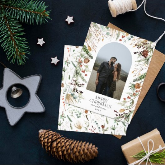 Budget Kerstmis 1 foto waterverf botanische Flyer