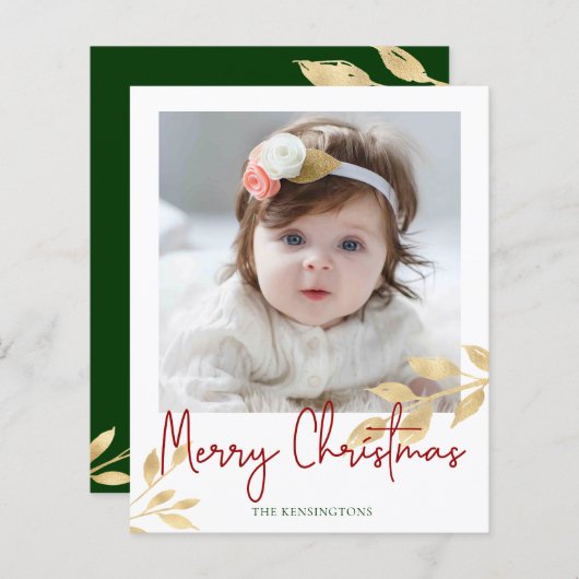 Budget Kerstmis Gold laat groene feestdag foto (Voorkant / Achterkant)