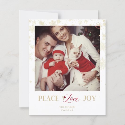 Budget kerstmis Golden Snowflakes & Holly Foto (Voorkant)