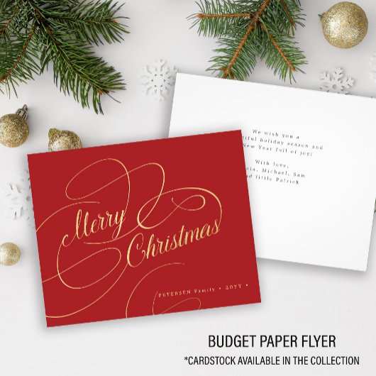 Budget Kerstmis gouden script rode feestdag Kaart