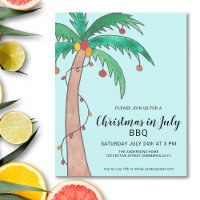 Budget Kerstmis in juli BBQ Palm Tree Invitation