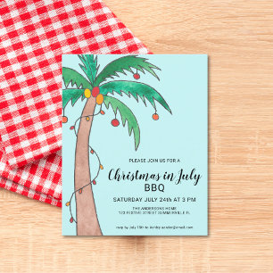 Budget Kerstmis In Juli BBQ Palmboom Uitnodiging