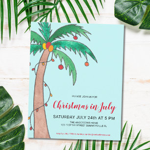 Budget Kerstmis In Juli Feest Palm Uitnodiging