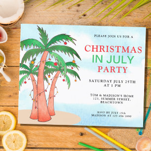 Budget Kerstmis In Juli Feest Palmboom Uitnodiging