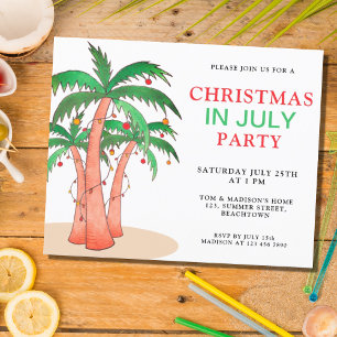 Budget Kerstmis In Juli Feest Palmboom Uitnodiging