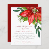 Budget Kerstmis QR Code Poinsettia Wedding Invite (Voorkant / Achterkant)