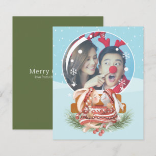 BUDGET Kerstmis Wereldbol Rabbit Couple Photo