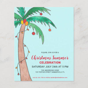Budget Kerstmis Zomerfeest Palm Uitnodiging