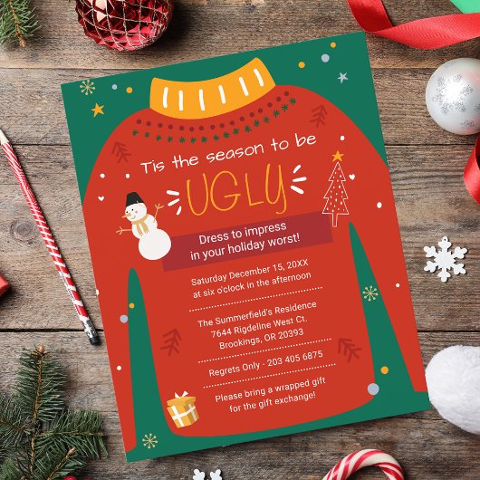 Budget Kerstparty Ugly Sweater Invitation Flyer