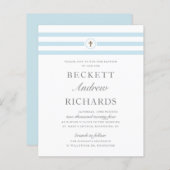 Budget Klassieke Blue Boys Baptisme Uitnodiging (Voorkant / Achterkant)