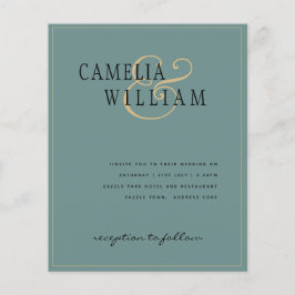 BUDGET Klassieke saliegroen gouden trouwuitnodigin