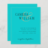 BUDGET Klassieke Turquoise Gold Wedding Invite (Voorkant / Achterkant)