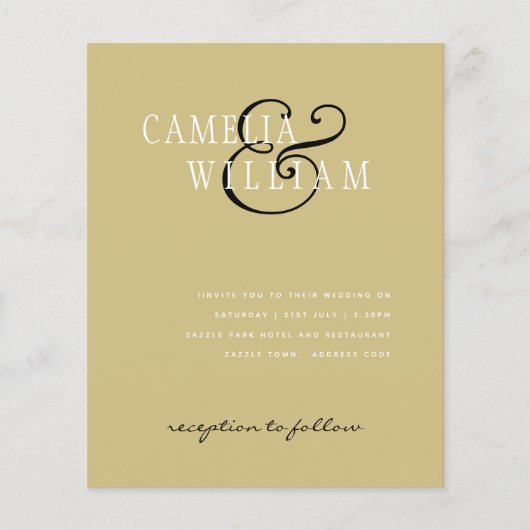 BUDGET Klassieke Zwarte Gouden Witte Trouw Uitnodi Flyer (Voorkant)