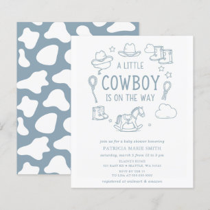 Budget Kleine Cowboy Jongen Baby Shower Uitnodigin