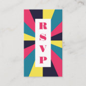 Budget Kleurrijke Retro Groovy QR RSVP Informatiekaartje (Voorkant)