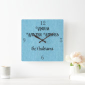 Budget kopen! Winter Blue Denim Print 10,75-inch Vierkante Klok (Huis)