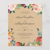 Budget Kraft Burgundy Blush Pink Floral Wedding (Voorkant)