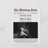 Budget Krant Trouwfoto Dank u kaart (Voorkant / Achterkant)