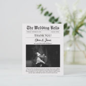 Budget Krant Trouwfoto Dank u kaart (Staand voorkant)