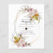 Budget Landelijk Roze Roze Bloemen Trouw Uitnodigi (Voorkant)
