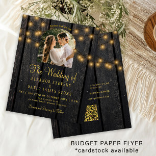 Budget landelijke houten QR foto trouw uitnodiging Flyer