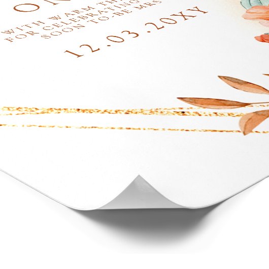 Budget Landelijke Pompoenen Bruidssalon Bord Poster (Hoek)