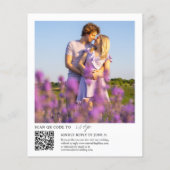 Budget Lavendel Bloem QR Code Trouw Uitnodiging (Achterkant)
