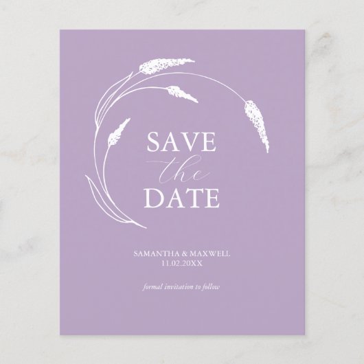 Budget Lavendel Bruiloft Save The Date Flyer (Voorkant)