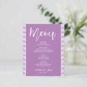Budget Lavendel Elegant Bruiloft Menu (Staand voorkant)