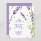 Budget Lavender Floral Wedding Uitnodiging (Voorkant / Achterkant)