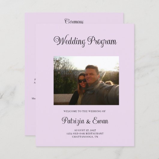 Budget Lavender Photo Wedding program (Voorkant / Achterkant)