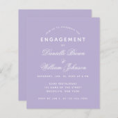 Budget Lavender White Simple Verloving Invitation (Voorkant / Achterkant)