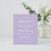 Budget Lavender White Simple Verloving Invitation (Staand voorkant)