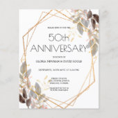 Budget Leafy Gold Geometric Weduwen Uitnodiging (Voorkant)