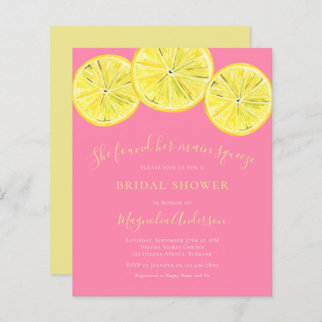 Budget Lemon Citrus Bridal Shower (Voorkant / Achterkant)