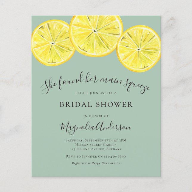 Budget Lemon Citrus Bridal Shower (Voorkant)