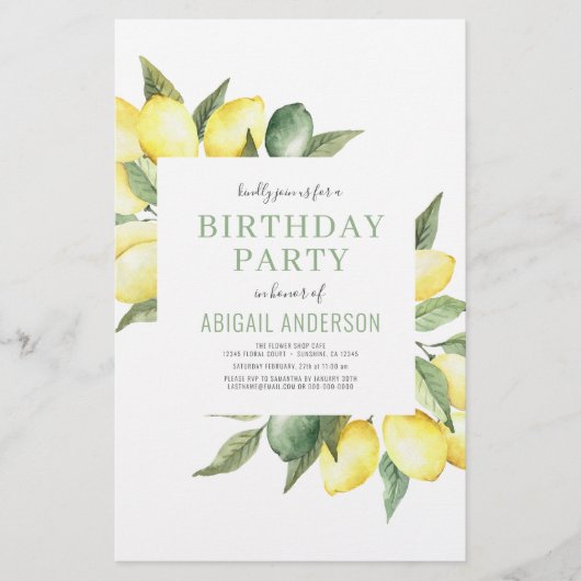 Budget Lemon Elke uitnodiging van de Partij van de (Voorkant)