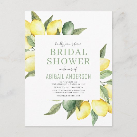 Budget Lemon Floral Bridal Shower Briefkaart (Voorkant)