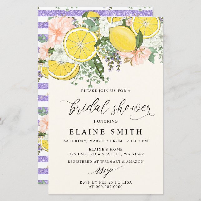 Budget Lemon Lime Citrus Bridal Shower Invitation (Voorkant / Achterkant)