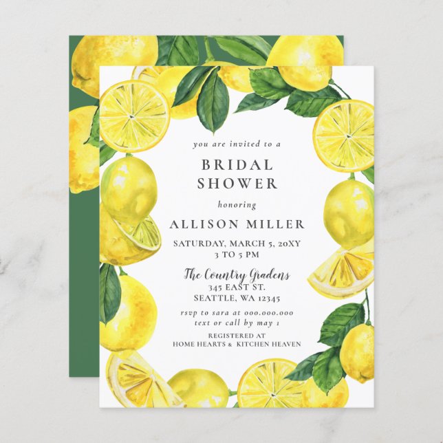 Budget Lemon met bridal Shower (Voorkant / Achterkant)