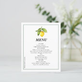 Budget Lemon Wedding Menu (Staand voorkant)