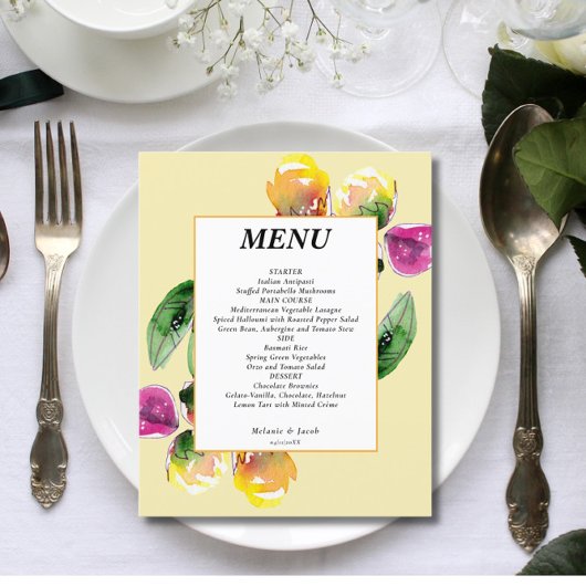 Budget Lente Bloemen Geel Trouwmenu