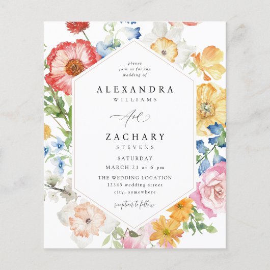 Budget Lente Multi Color Florals Bruiloft (Voorkant)