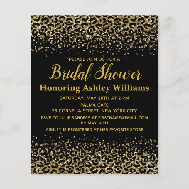 Budget Leopard Black Gold Bridal Shower (Voorkant)