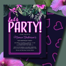 Budget Let's Party Pink Neon Tropische Verjaardag