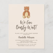 Budget Leuk Beer Baby shower Uitnodiging (Voorkant)